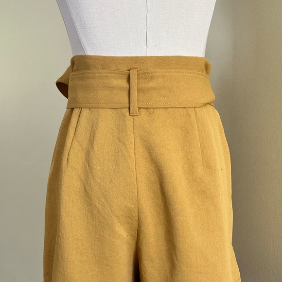 Wilfred Mustard Yellow Linen-Style Tie Shorts - Size 4 - Picture 3 of 5